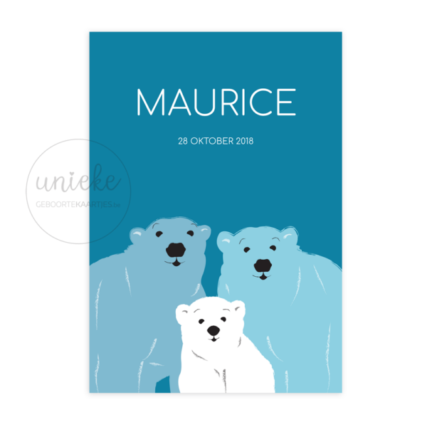 Voorkant van het geboortekaartje van Maurice