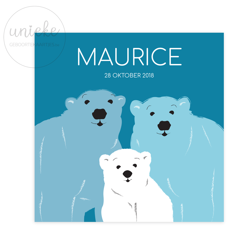 Voorkant van het kaartje van Maurice