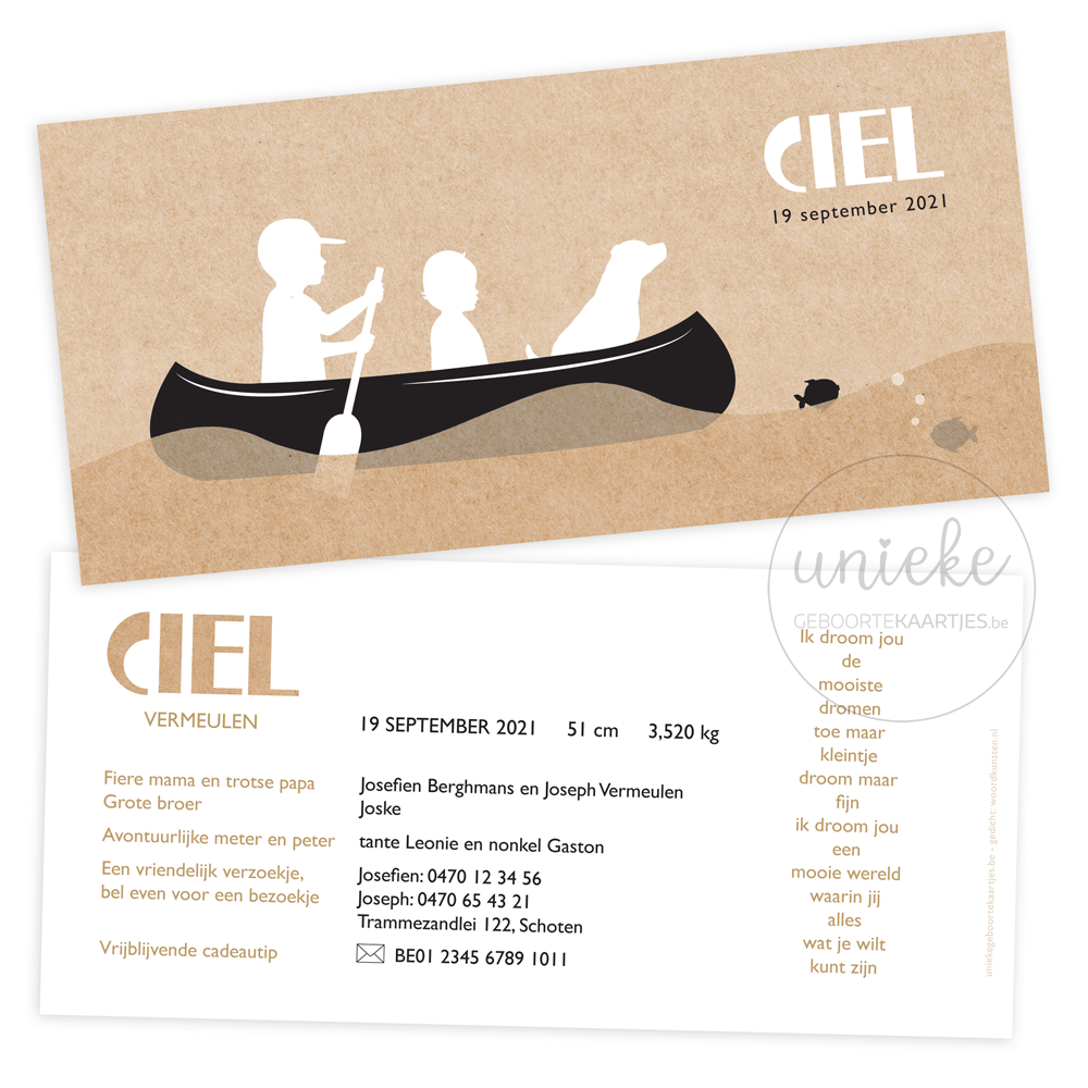 Geboortekaartje Ciel Kano Geboortekaartje van Ciel