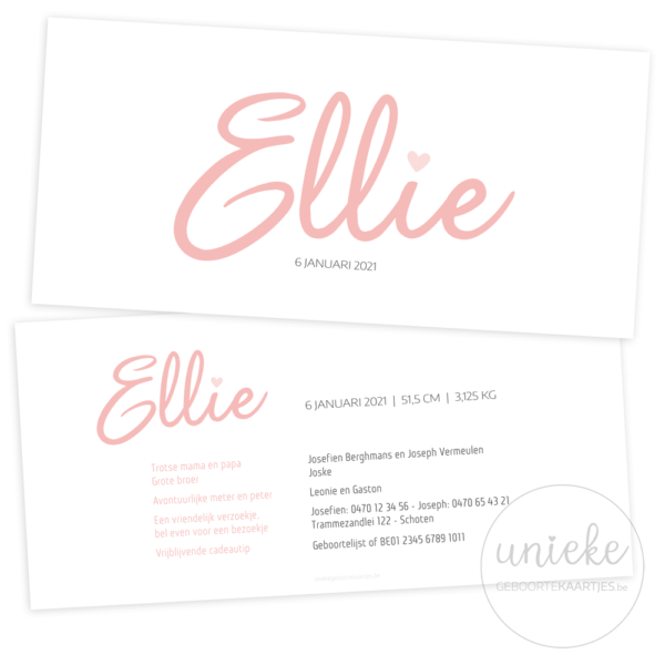 Geboortekaartje van Ellie