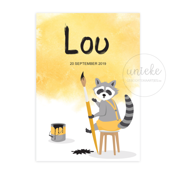 Voorkant van het kaartje van Lou