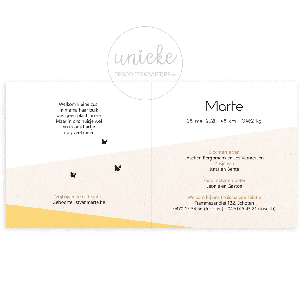 Binnenkant van het kaartje van Marte