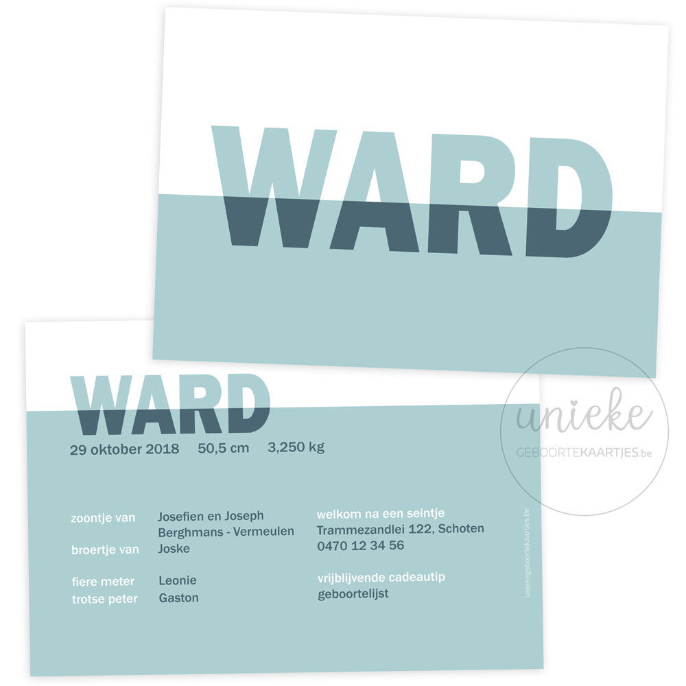 Geboortekaartje van Ward