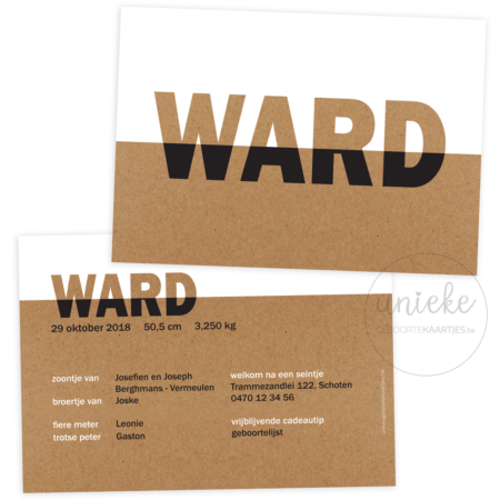 Geboortekaartje van Ward