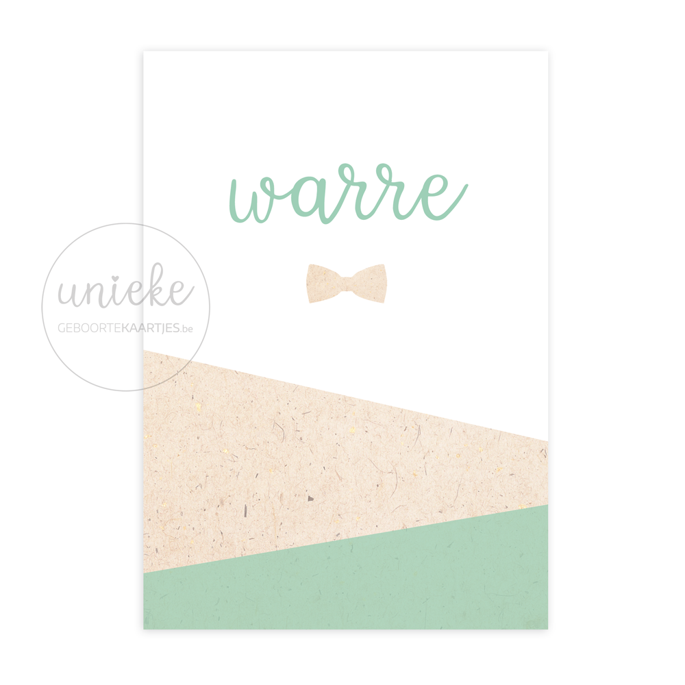 Voorkant van het kaartje van Warre