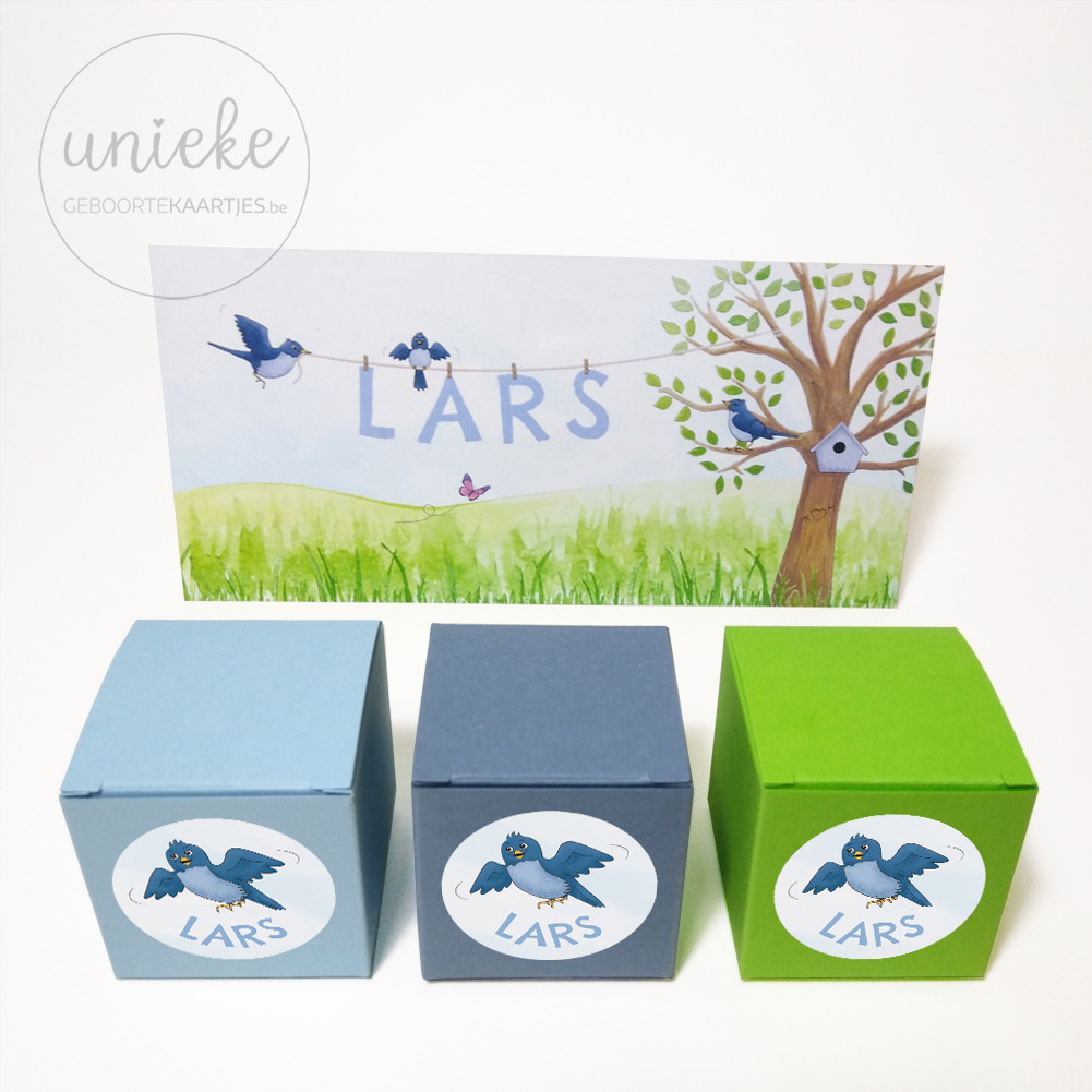 Stickertjes bij het kaartje van Lars