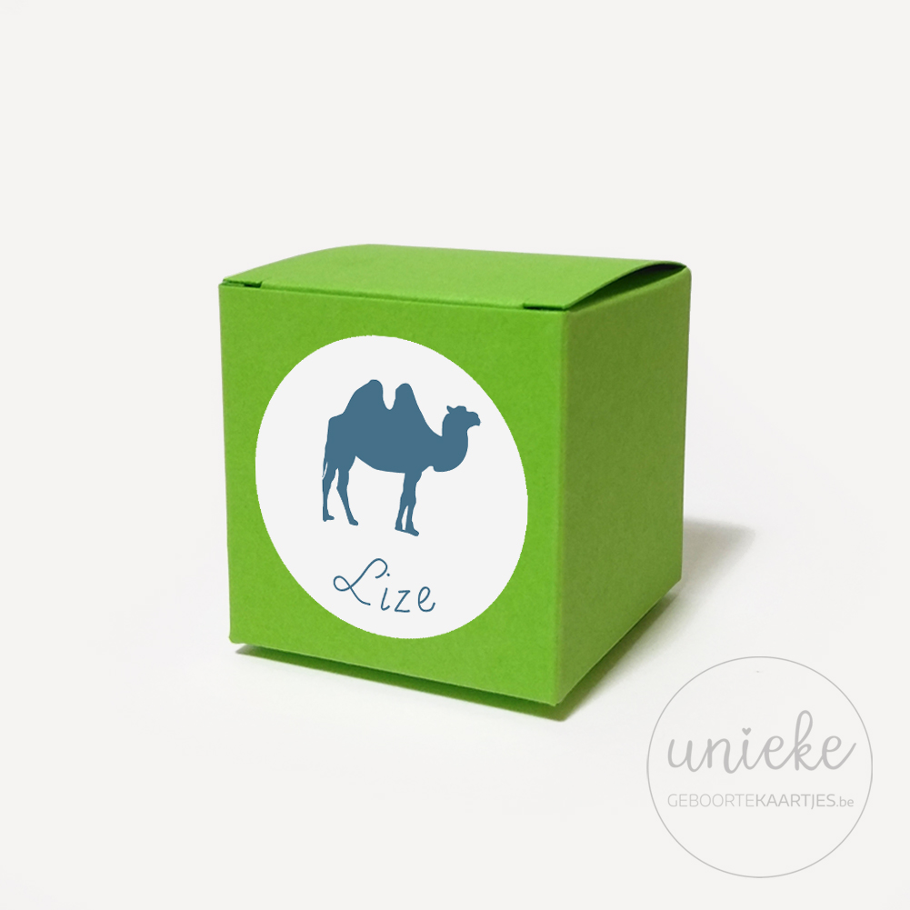 Stickertje Lize op groen doosje