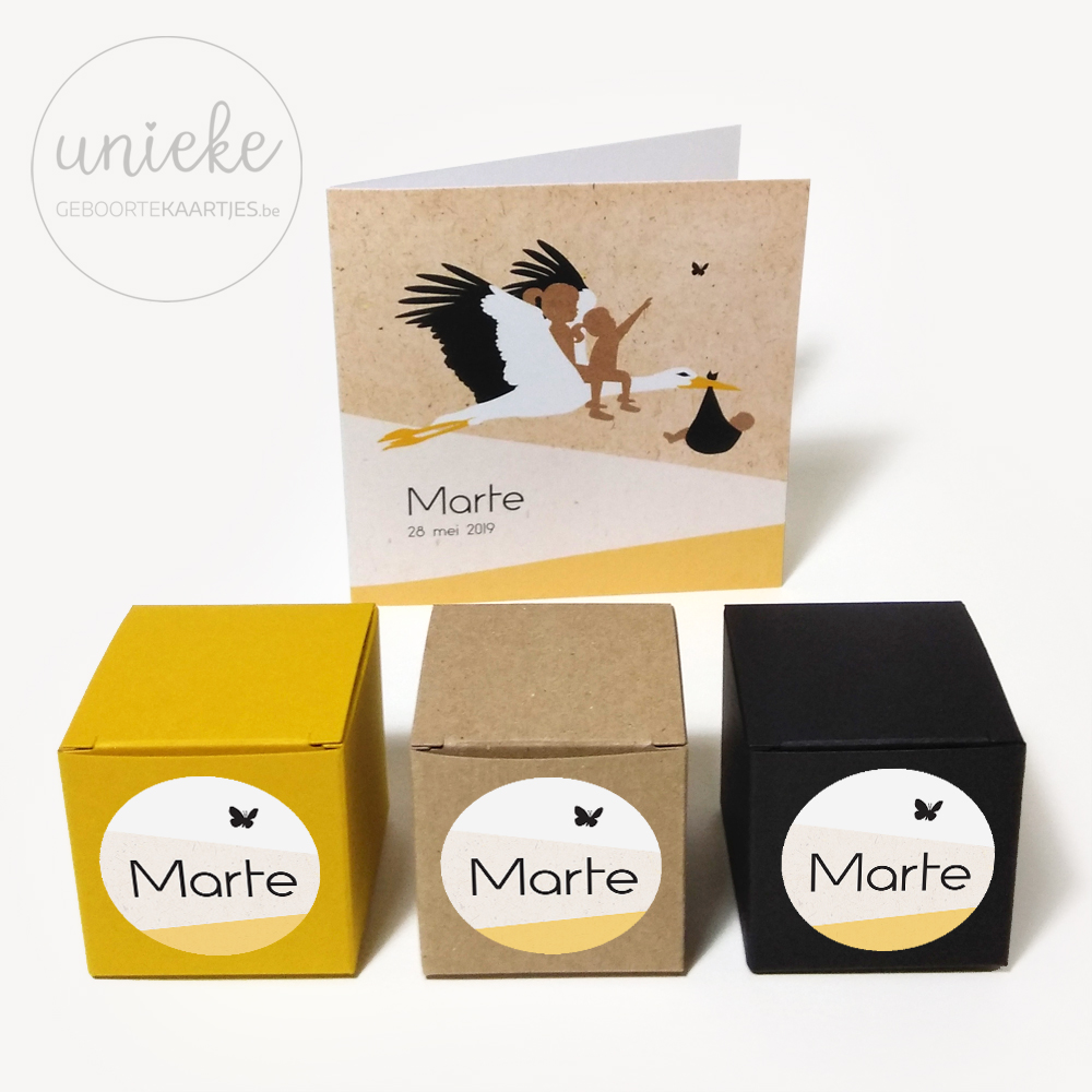 Stickertje-Marte-kaartje Stickertjes bij het kaartje van Marte