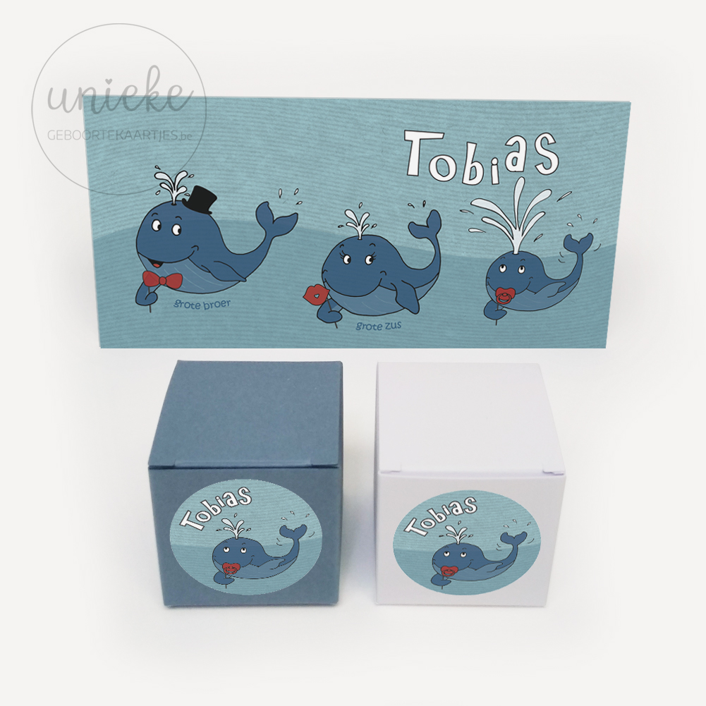 Stickertjes-Tobias-doosjes-kaartje Stickertje Tobias met kaartje