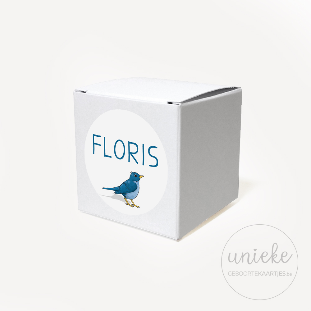 Stickertje Floris op wit doosje