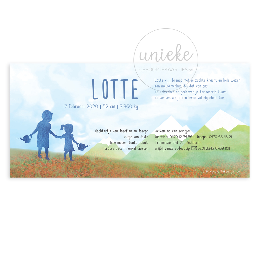 Geboortekaartje-Lotte-achterkant Achterkant van het geboortekaartje van Lotte