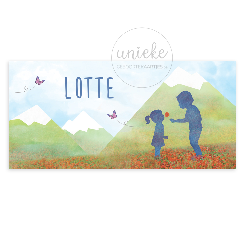 Geboortekaartje-Lotte-voorkant Voorkant van het geboortekaartje van Lotte