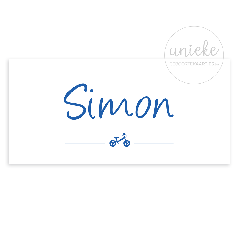 Voorkant van het kaartje van Simon