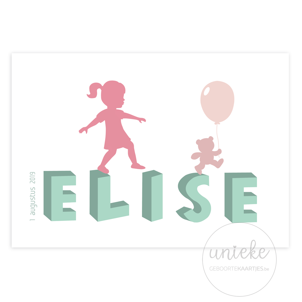 Voorkant van het kaartje van Elise