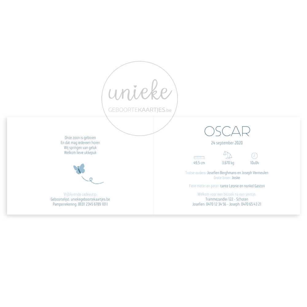 Binnenkant van het kaartje van Oscar