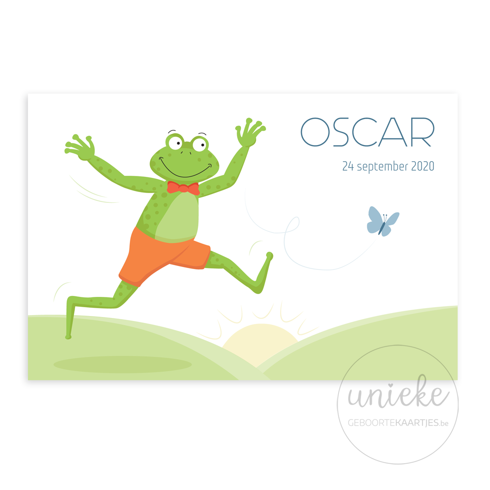 De voorkant van het kaartje van Oscar