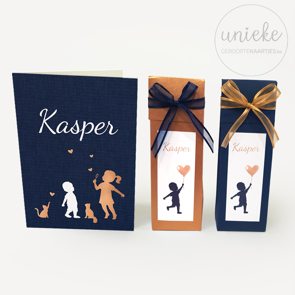 Sticker Kasper Rechthoek Kaartje Doosjes Sticker op doopsuiker van Kasper