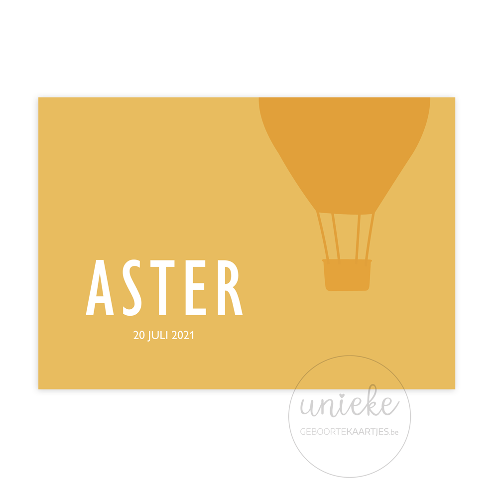 Geboortekaartje Aster Voorrkant Voorkant van het kaartje van Aster