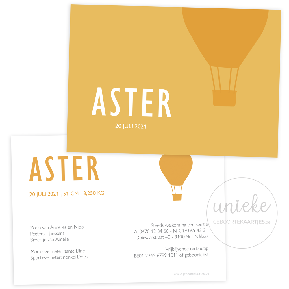 Geboortekaartje Aster Geboortekaartje van Aster