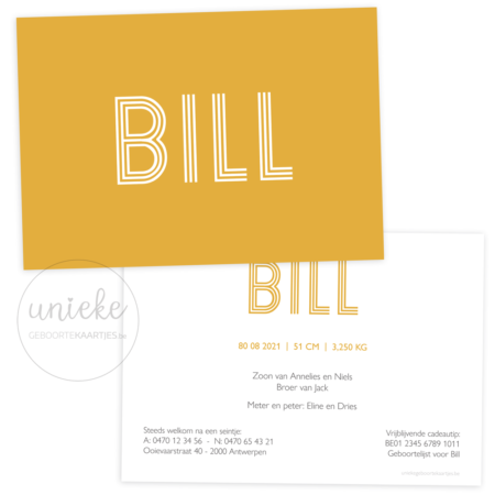 Geboortekaartje van Bill