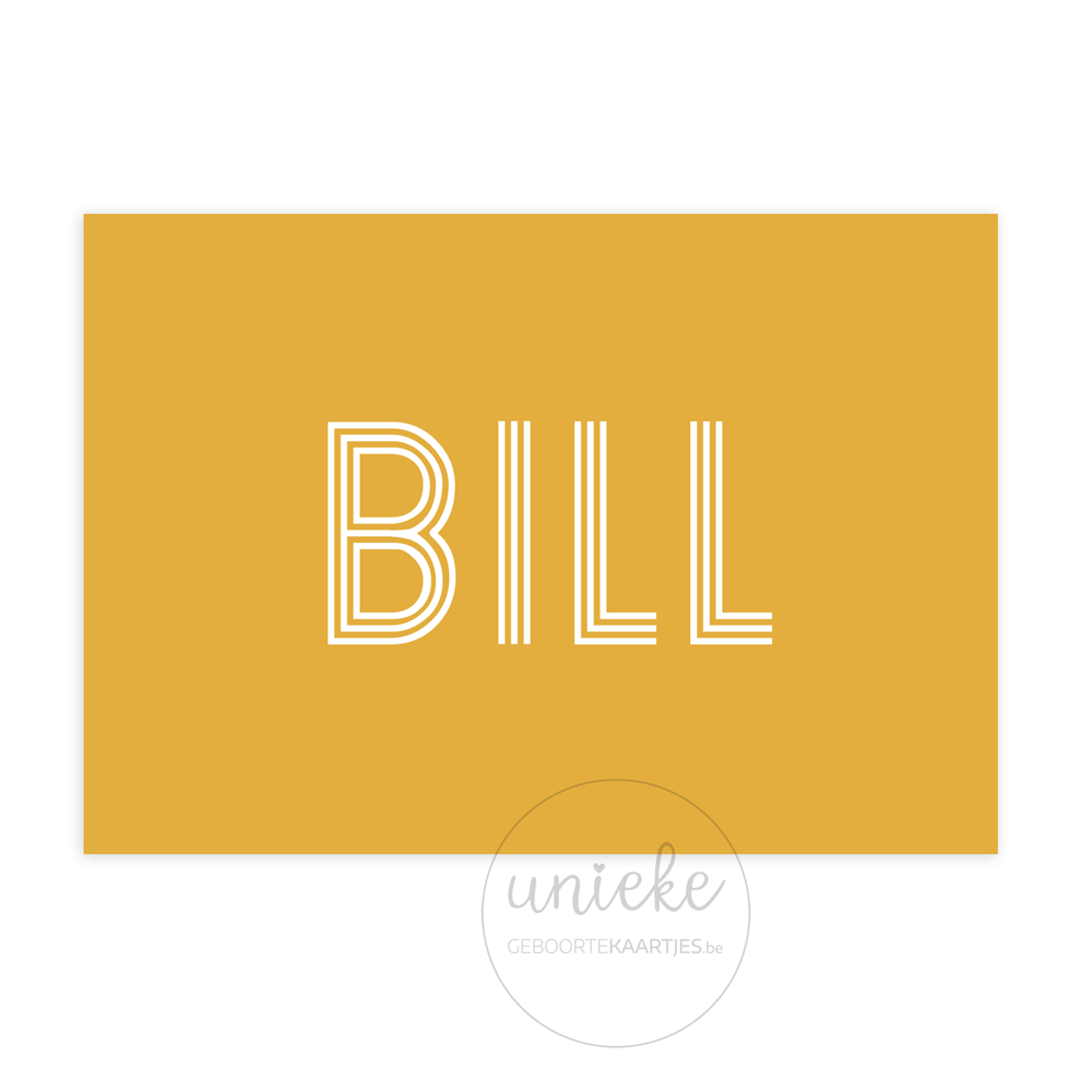 Voorkant van het kaartje van Bill