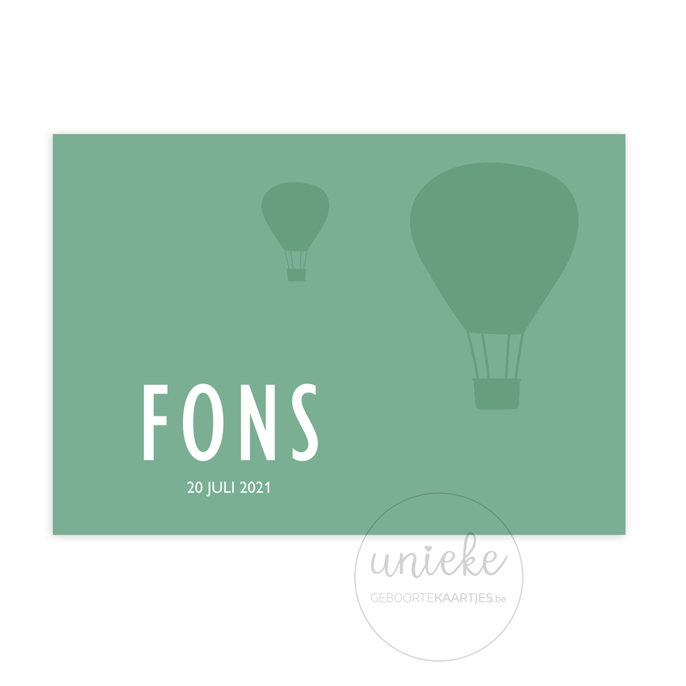 voorkant van het kaartje van Fons
