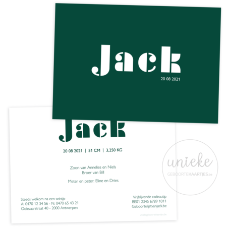 Geboortekaartje van Jack