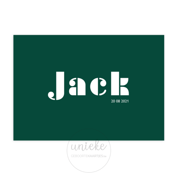 Voorkant van het kaartje van Jack