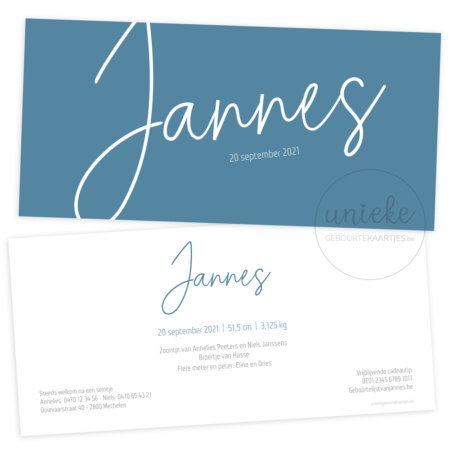 Geboortekaartje van Jannes