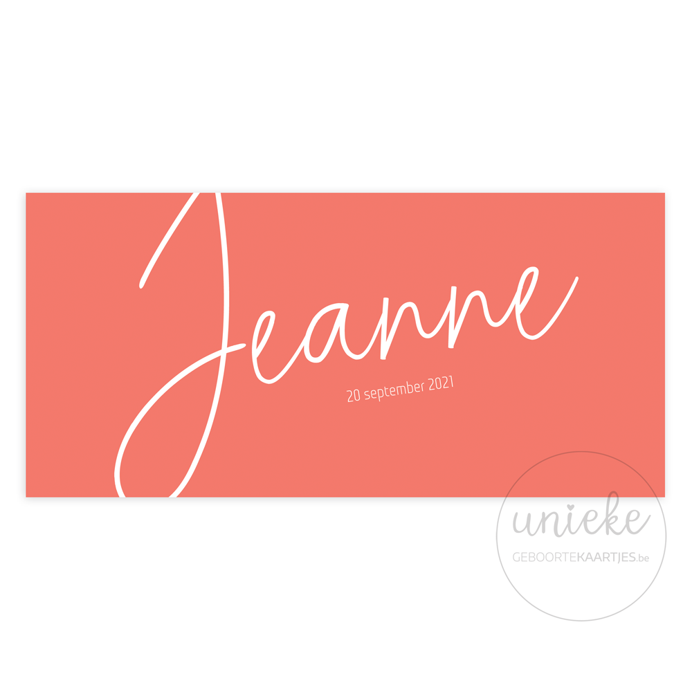 Geboortekaartje Jeanne Voorkant Voorkant van het kaartje van Jeanne