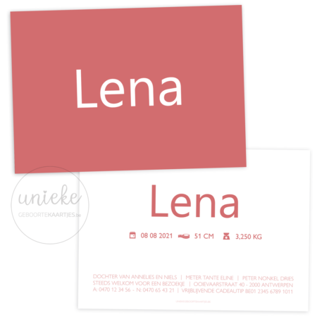 Geboortekaartje van Lena