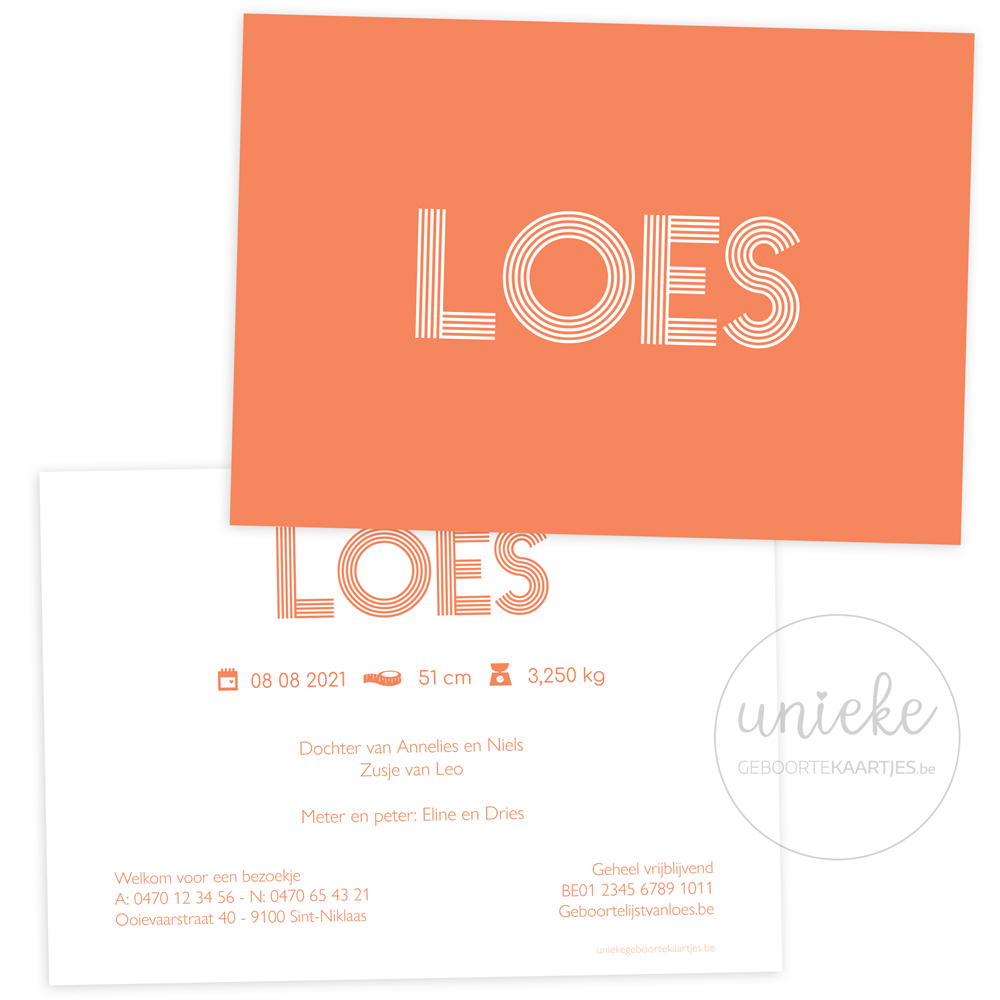 Geboortekaartje Loes Geboortekaartje van Loes