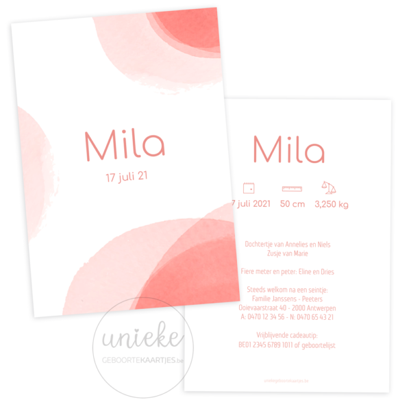 Geboortekaartje van Mila