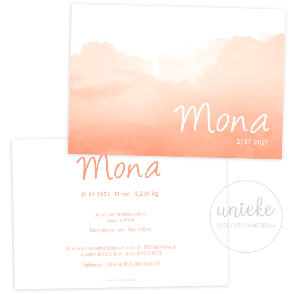 Geboortekaartje van Mona
