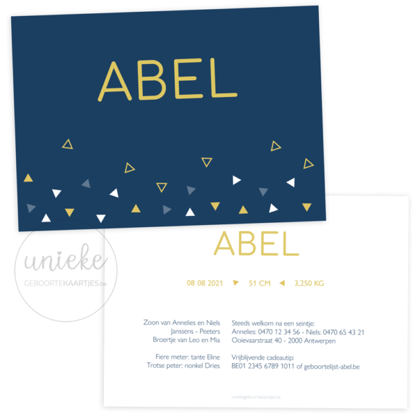 Geboortekaartje van Abel