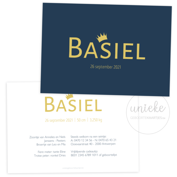 Geboortekaartje van Basiel