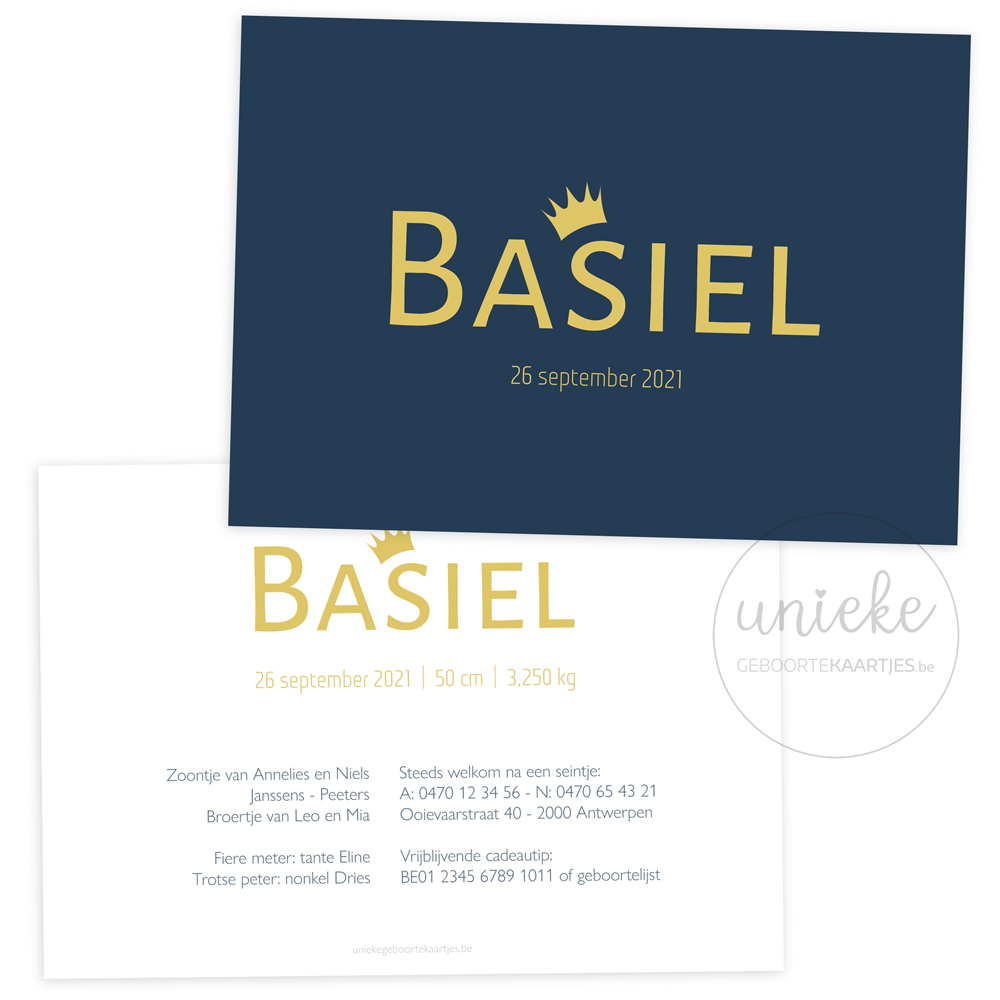 Geboortekaartje Basiel Geboortekaartje van Basiel