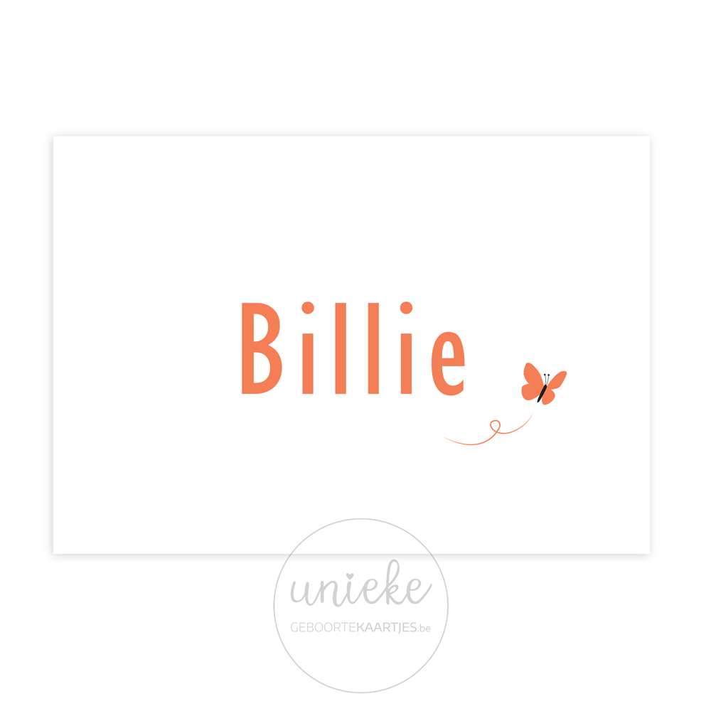 Geboortekaartje Billie Voorkant Voorkant van het geboortekaartje van Billie