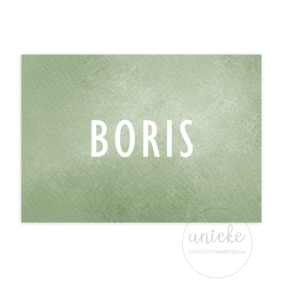 Geboortekaartje Boris Voorkant Voorkant van het geboortekaartje van Boris