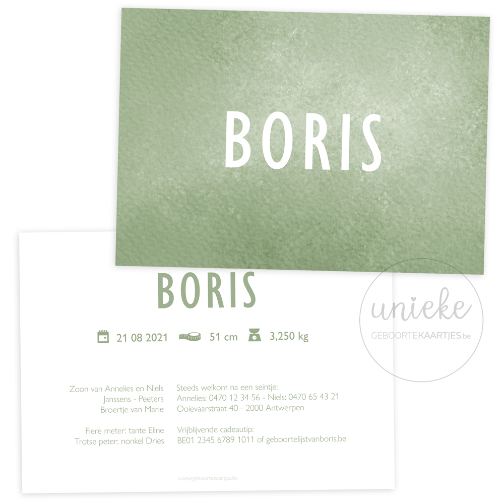 Geboortekaartje Boris Geboortekaartje van Boris