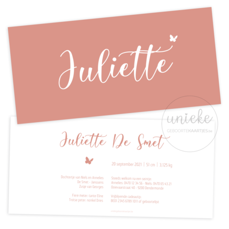 Geboortekaartje van Juliette