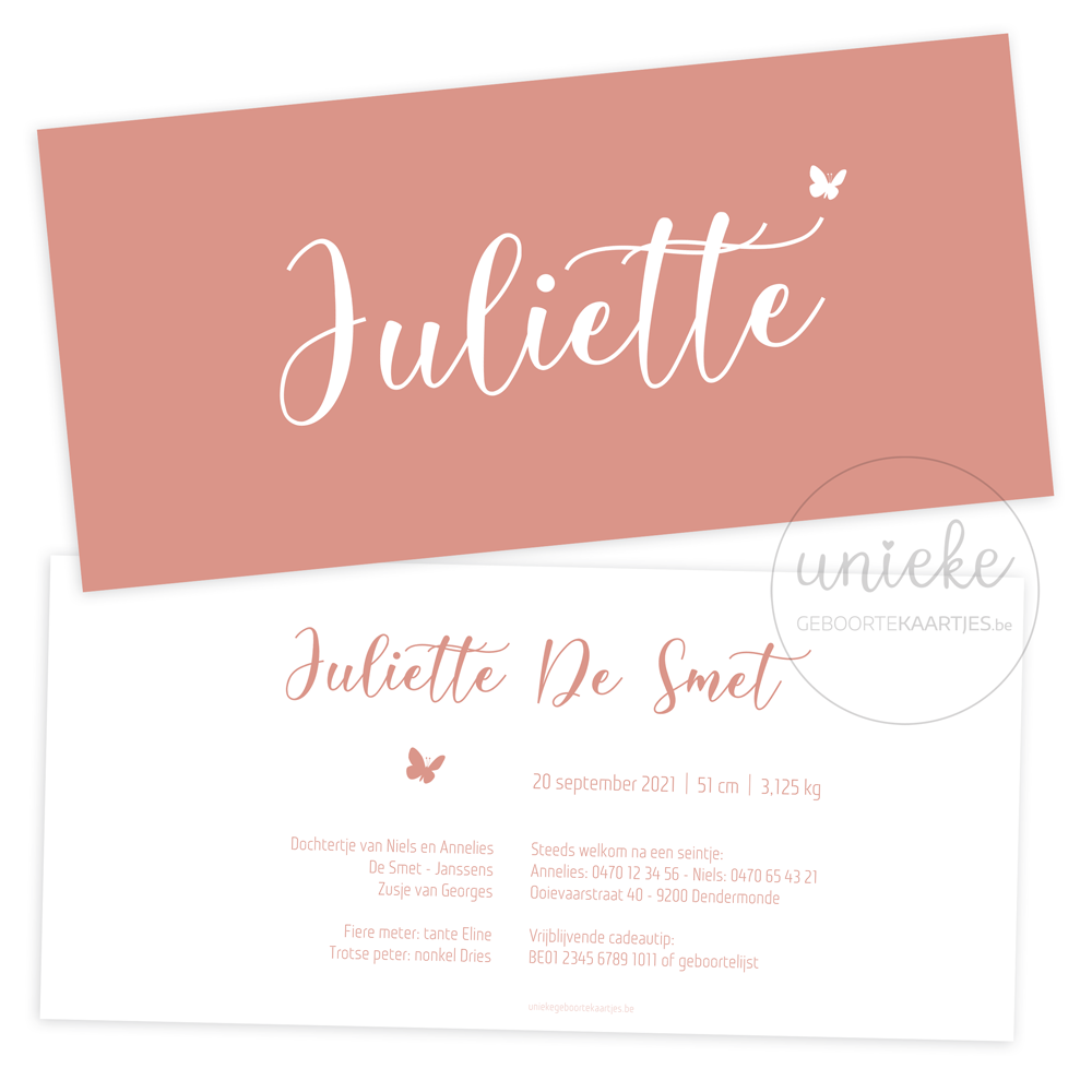 Geboortekaartje Juliette Geboortekaartje van Juliette