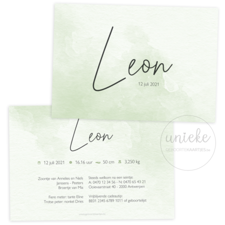 Geboortekaartje van Leon