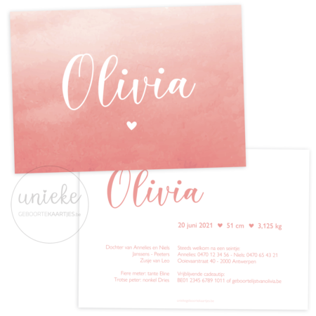 Geboortekaartje van Olivia