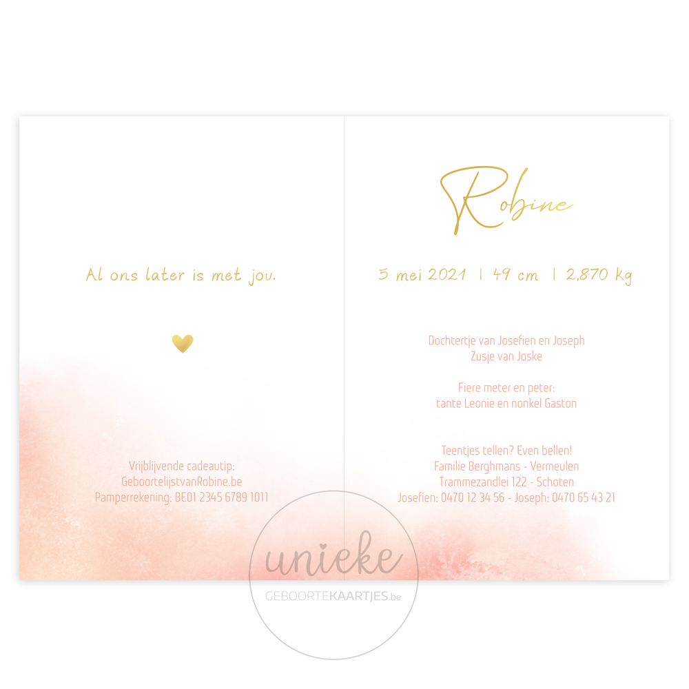 Binnenkant van het kaartje van Robine