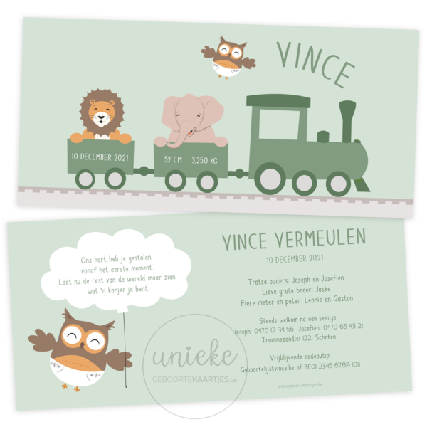 Geboortekaartje van Vince