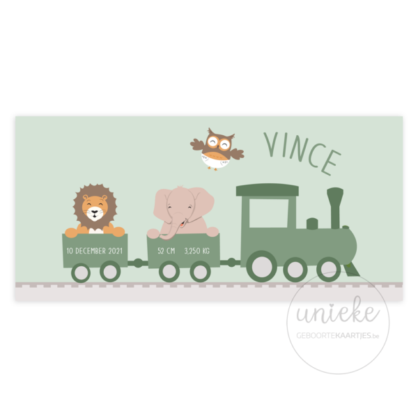 Voorkant van het geboortekaartje van Vince