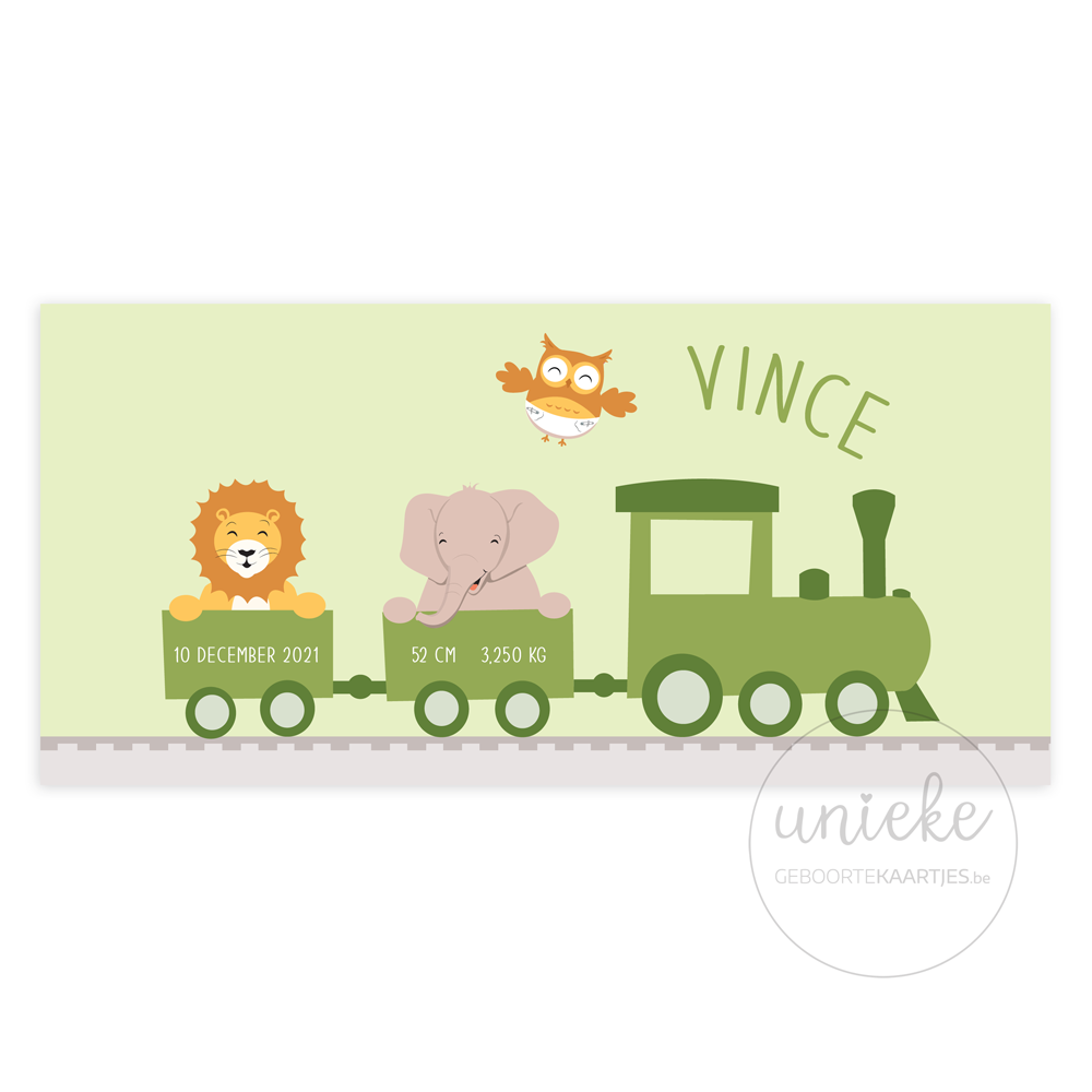 Voorkant van het geboortekaartje van Vince