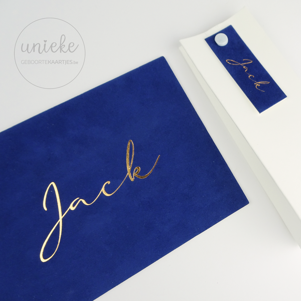 Geboortekaartje En Label Jack Velvet Geboortekaartje en label van Jack in velvet