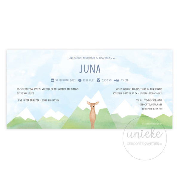 Achterkant van het kaartje van Juna